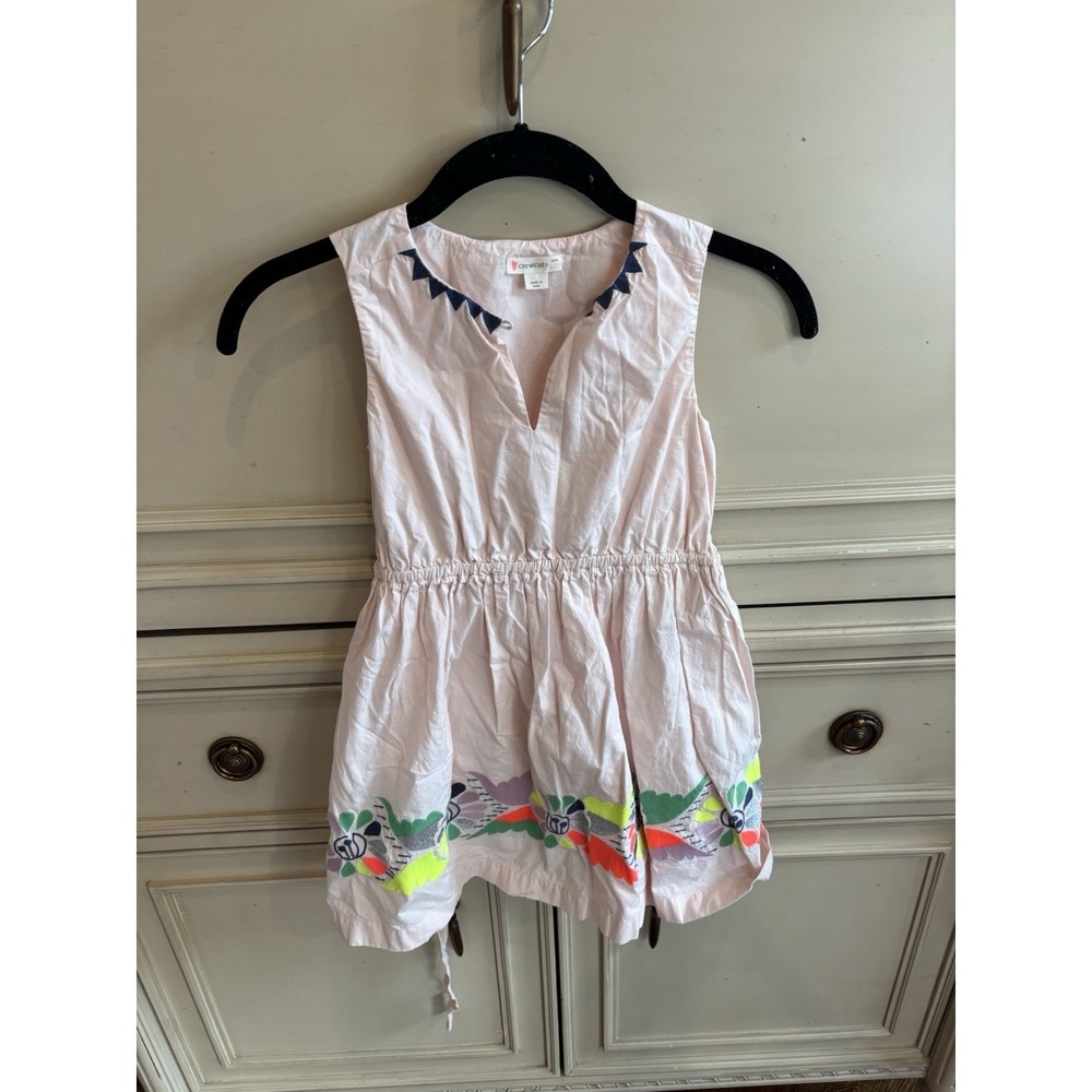 Crewcuts J.Crew‎ Girls Size 7 Pink Dress Embroidery Cotton Summer Easter Dress